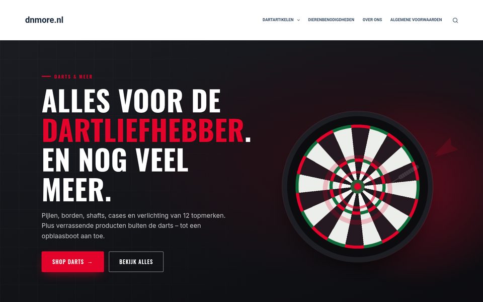 Screenshot van de homepage van webshop DN More (dnmore.nl)